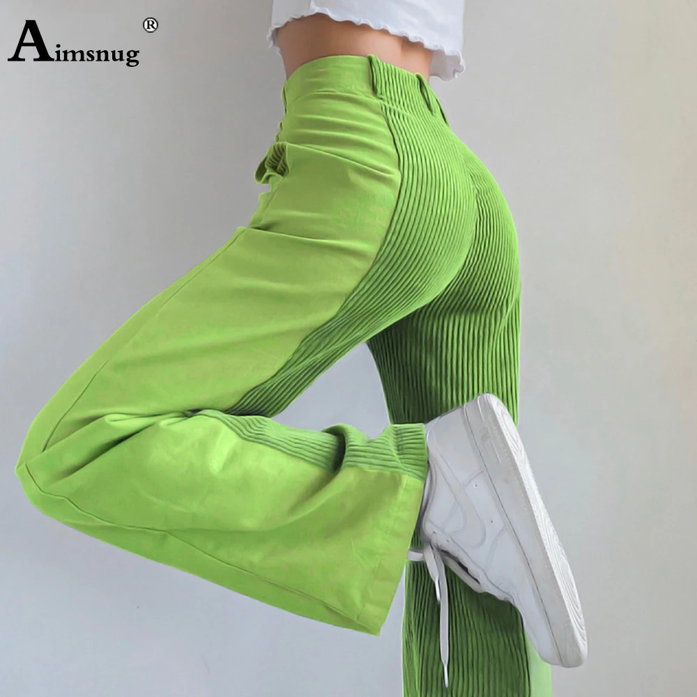2022 Autumn Fashion Corduroy Pants Women High Cut Patchwork Harem Pants Girls Staight Leg Panties Casual Loose Pleated Trousers