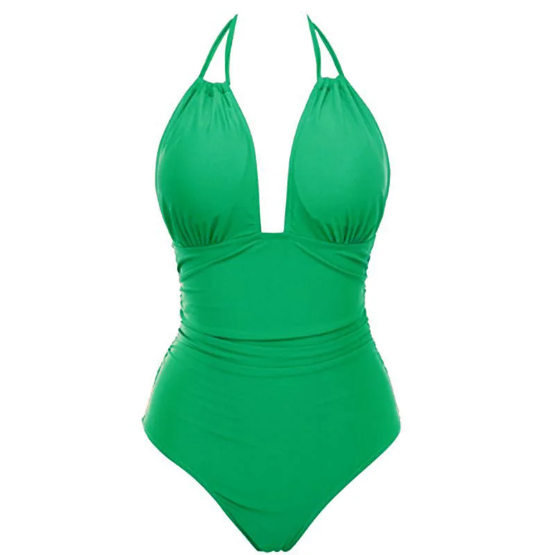 Бикини 2020 сексуальный цельный купальник Глубокий V-образный вырез открытая спина