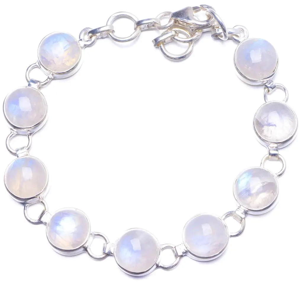 Браслет ручной работы из натурального лунного камня уникальный браслет серебра 7