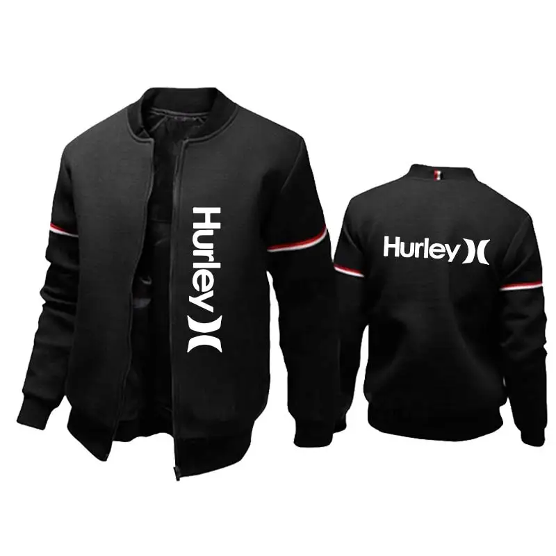 Модная мужская осенне-зимняя однотонная куртка с принтом Hurley Повседневная