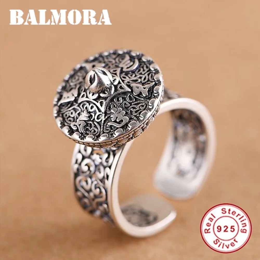 BALMORA, настоящее 925 пробы, серебряная традиционная шестиситомная пословица, открытые вращающиеся кольца для женщин, винтажное модное ювелирное изделие, Anillos