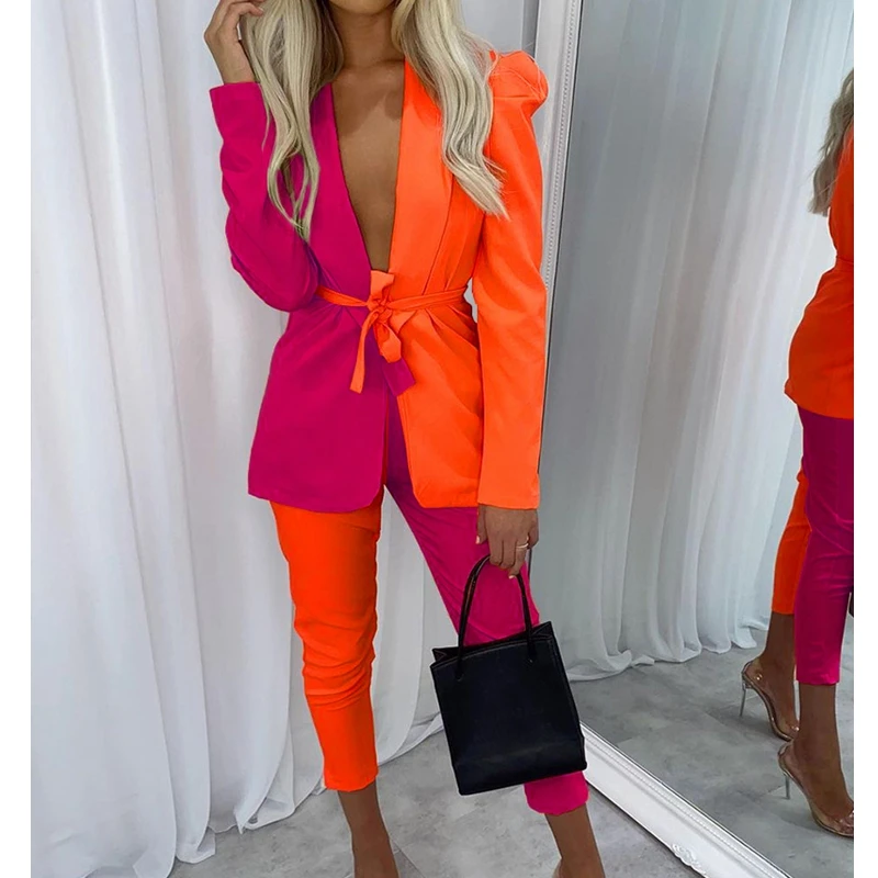 

Wepbel Pencil Pants Sets Autumn 2 Piece Sets Outfits Coat Pants Suit Women Autumn Blazers Blazer Coats Business Wear Pants