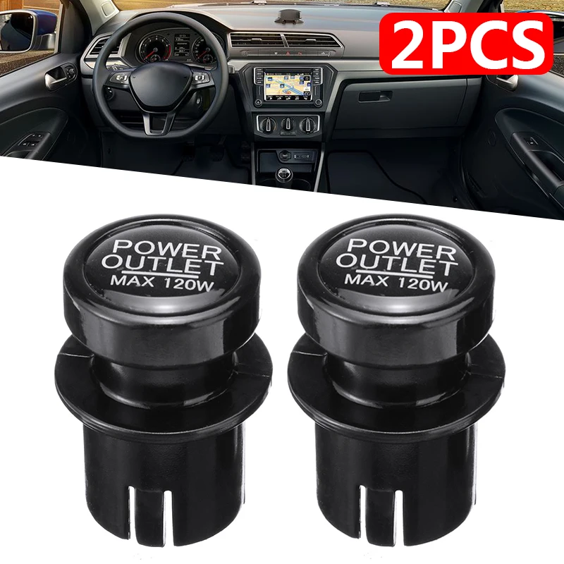

2pcs Car Charger Cigarette Lighter Plug Car Styling Universal Black Dust Outlet Cover Black Blank No Smoking Optional Stickers