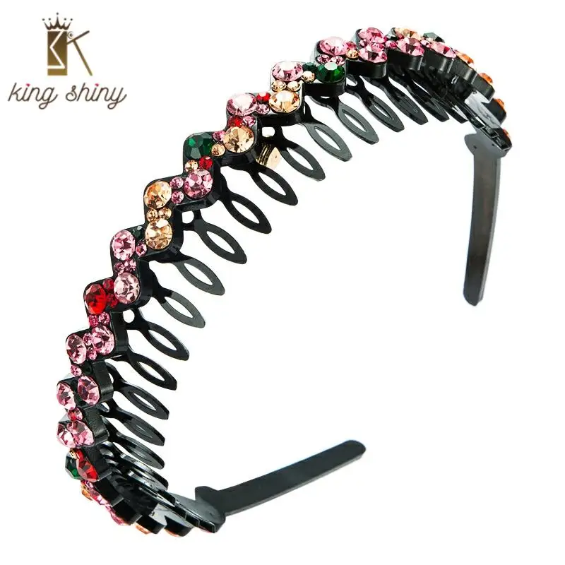 

Elegant Korean Crystal Rhinestone Plastic Hairband for Woman Vintage Acrylic Antiskid Teeth Hairband Woman Party Hair Accessory