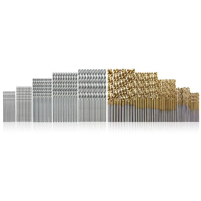 100 Pcs/Set Titanium Coated Twist Drill Bit High Speed Steel Hole Opener Woodworking Metal Plastic Tools Electric | Инструменты