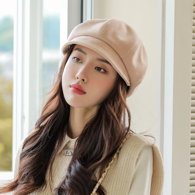 Кепка-газетчик Foux женская осенне-зимняя весенняя однотонная с короткими полями и