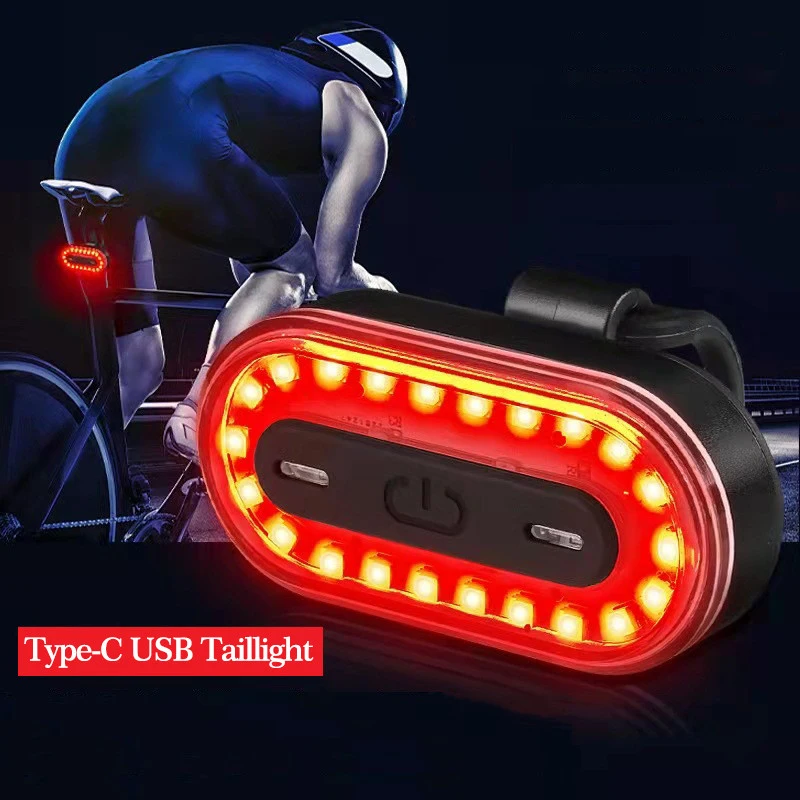 Задний фонарь для велосипеда с портом USB Type-C красный синий зеленый белый цвет