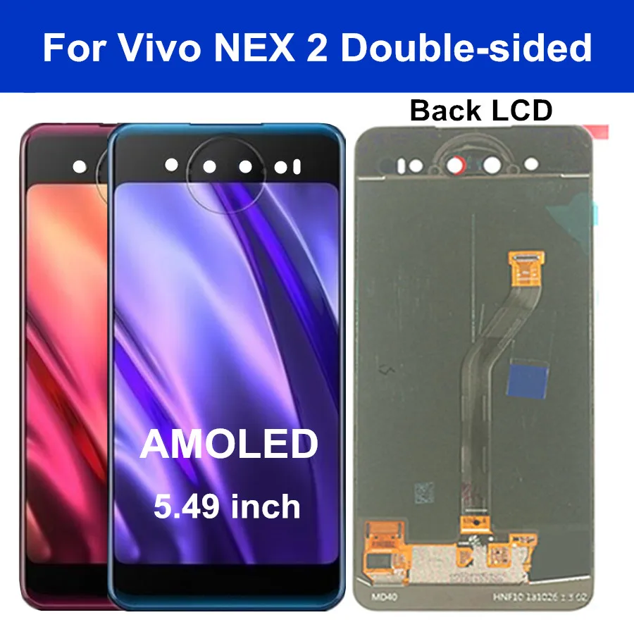 

AMOLED 5.49" For Vivo NEX 2 Double-sided Back LCD Display Touch Screen Digitizer Assembly Replacement For Vivo Nex2 Back display