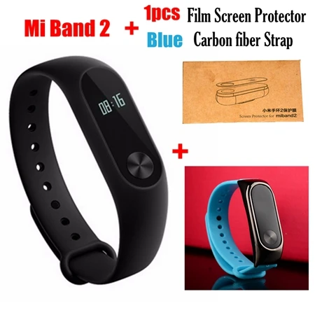 Xiaomi mi Band 2 mi band mi Band 2 браслет OLED сенсорный экран фитнес-трекер для измерения сердечного ритма IP67 водонепроницаемый - Цвет: add carbon blue