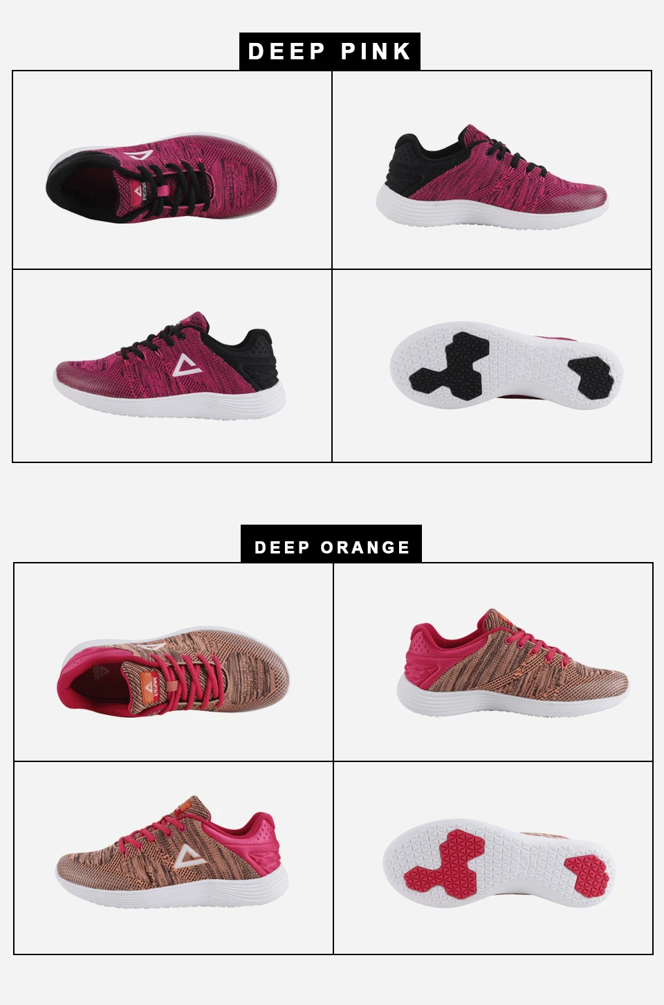 PEAK Running Shoes Light Weight Sneakers Women's Sports Shoes Breathable Stretch Yarns Fitness Sneaker Soft Sole EW7148H