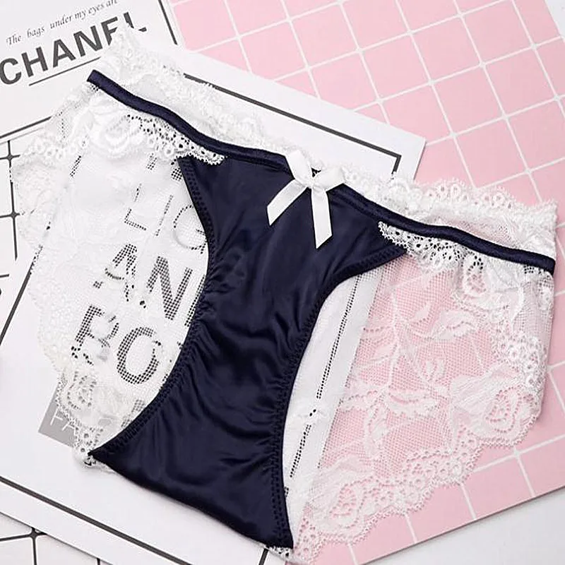 Sexy panties women's temptation princess satin fabric low-waist cutout black and white lace t briefs | Женская одежда