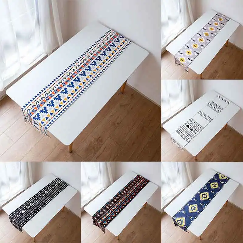 

Cotton Linen Table Runner Table Art Decoration Folk-custom Traditional Printed Tablecloth Classical Home Decoration 32*180cm 1pc