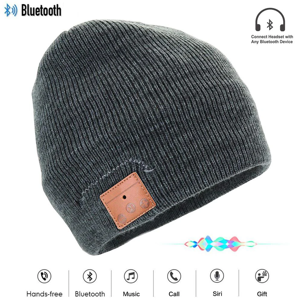 Новейшая версия лучший рождественский подарок беспроводная Bluetooth 4,2 шапочка шапка с стереогарнитурой наушники Динамик Микрофон - Color: 7zhen-hat-gray