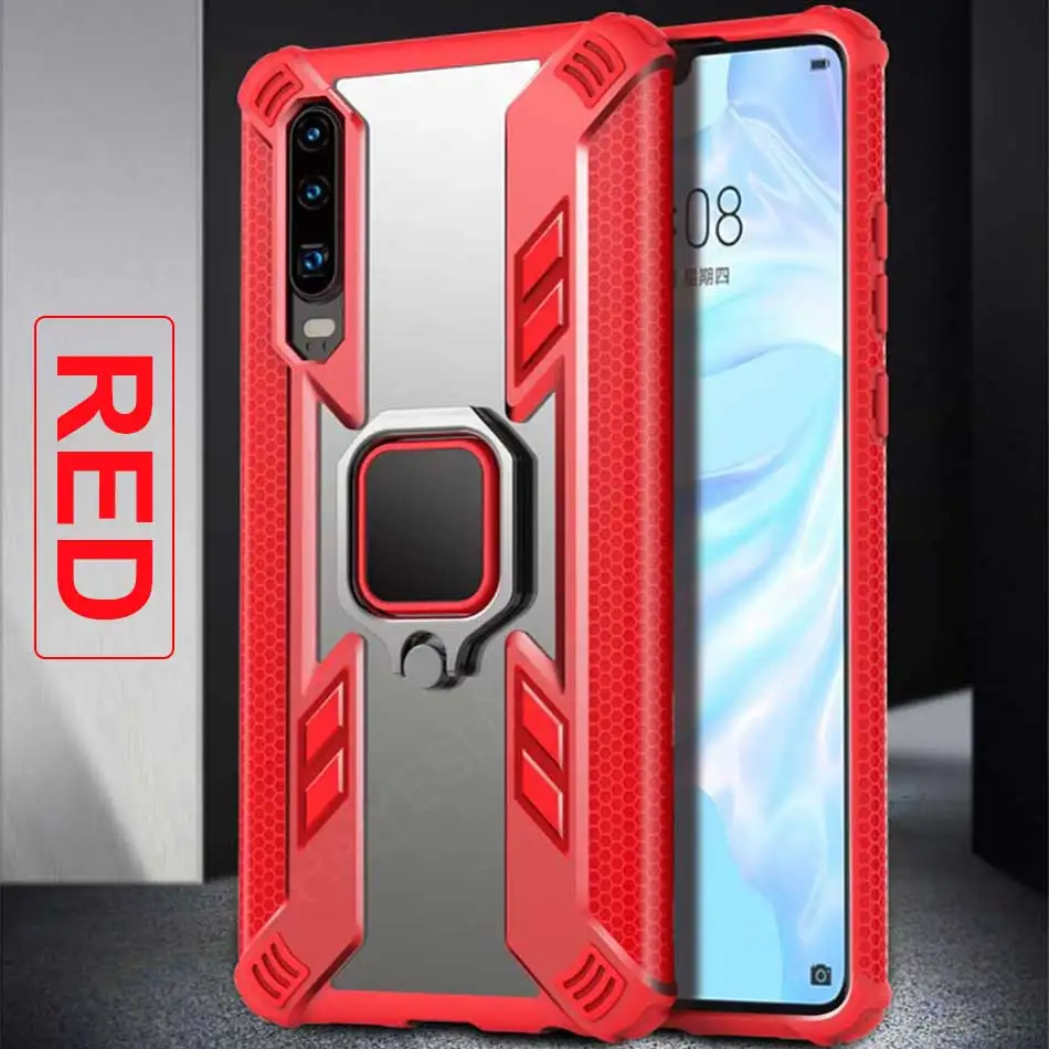 Роскошный защитный силиконовый чехол для телефона huawei P30 Pro mate 20X Honor 20 10 Lite 8X P Smart Y7 Y9 силиконовый чехол с кольцом - Цвет: Red