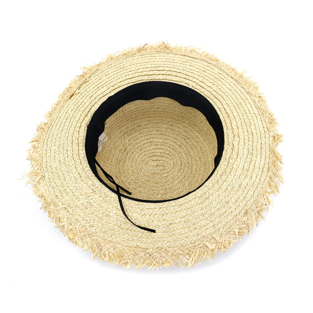 

Fashion Bee Summer Sun Hat For Women Natural Raffia Crochet Straw Hat With Ribbon Flat Panama Hat Summer Travel Beach Hats