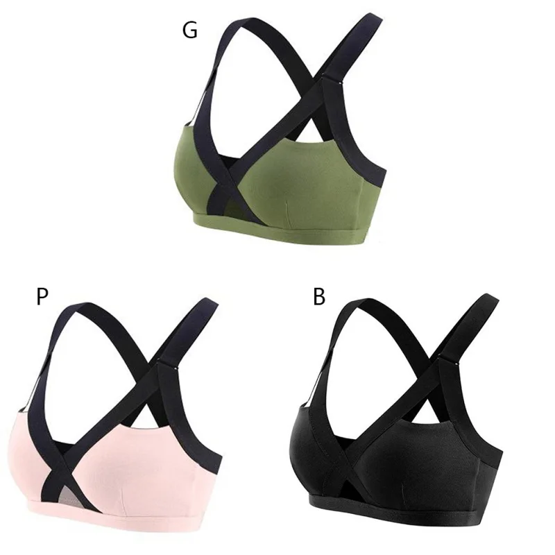 

Women Fitness Casual Concise Solid Color Breathable Soft Comfortable Sports Bra Female Cross Strapes Underwear