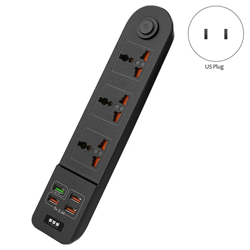Многофункциональный удлинитель сетевого фильтра 4 USB порта 3 розетки штепсельная