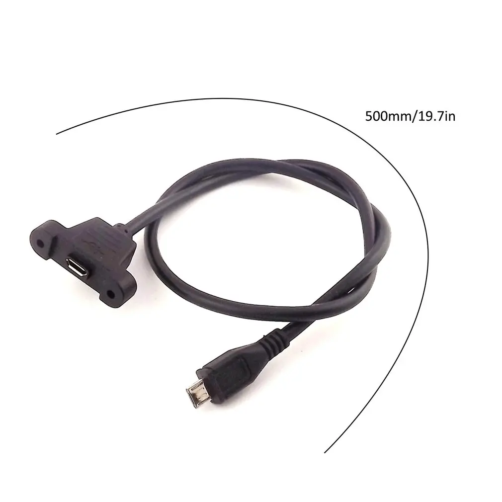 

Micro USB 0.5 mm 5Pin Male to Female w/Screw Hole Panel Mount Extention Cable Car GPS Devices Cable with Ears 50cm