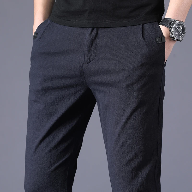 

2020 New Autumn Men's Business Slim Casual Pants Fashion Classic Style Elasticity Trousers Male Brand Gray Navy Blue Black