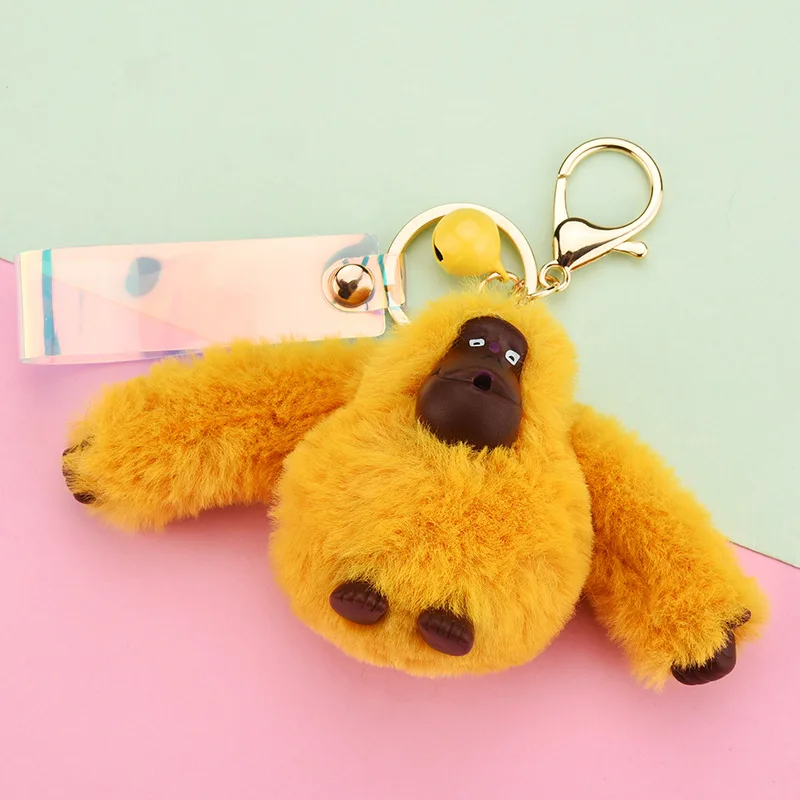 

New Plush Fluffy Gorilla Key Chains Cartoon Monkey Doll Keychain Kids Toy Girls Pendant Keyring Women Bag Charm Key Holder Gifts