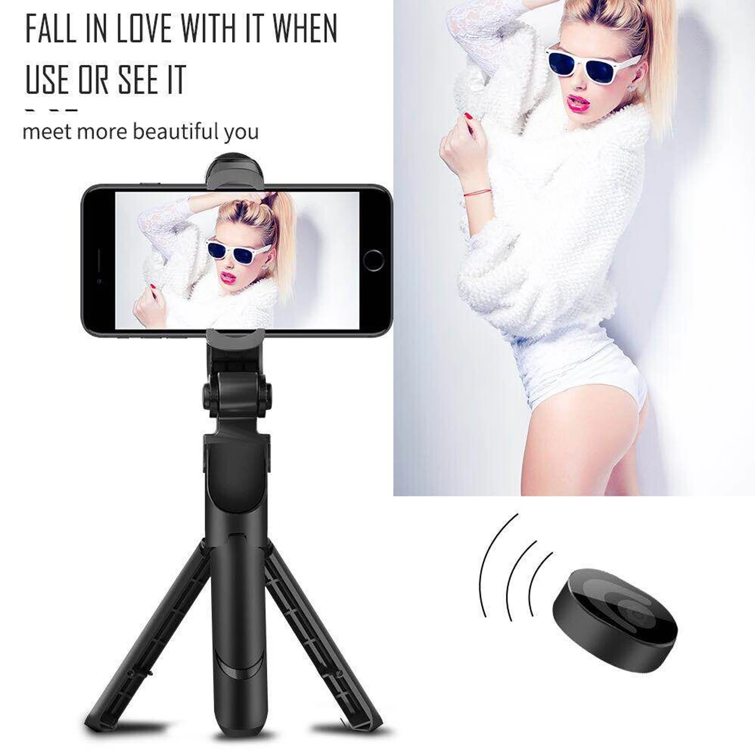 

Wireless Bluetooth-compatible Selfie Stick Mini Tripod Monopod with Remote Control for Ios Android Mobile Selfie Timer Shutter 3