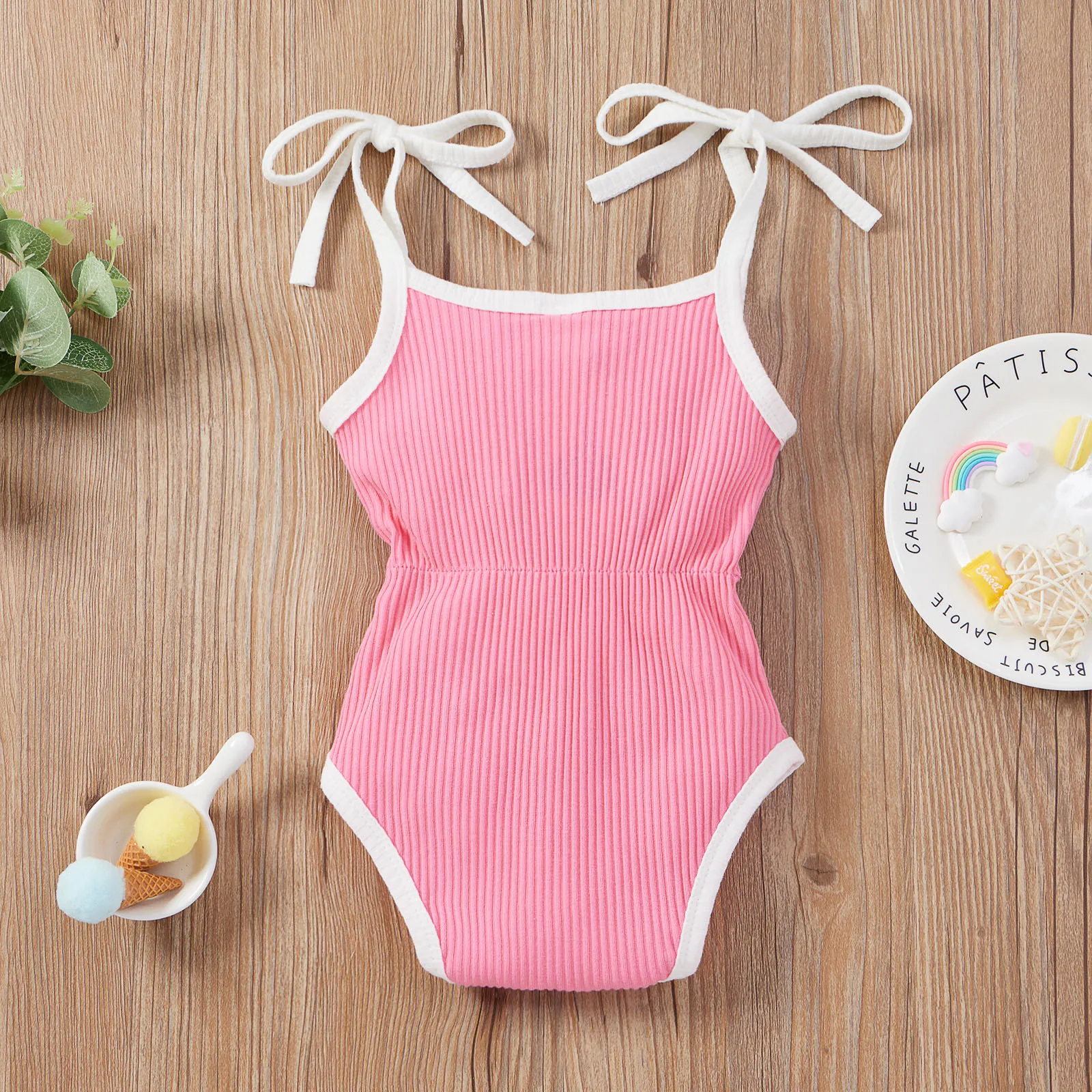 3-18months Infant Baby Girls Sleeveless Rainbow Printed Ribbed Suspender Romper Bodysuit Girl Clothing Ropa Bebe |
