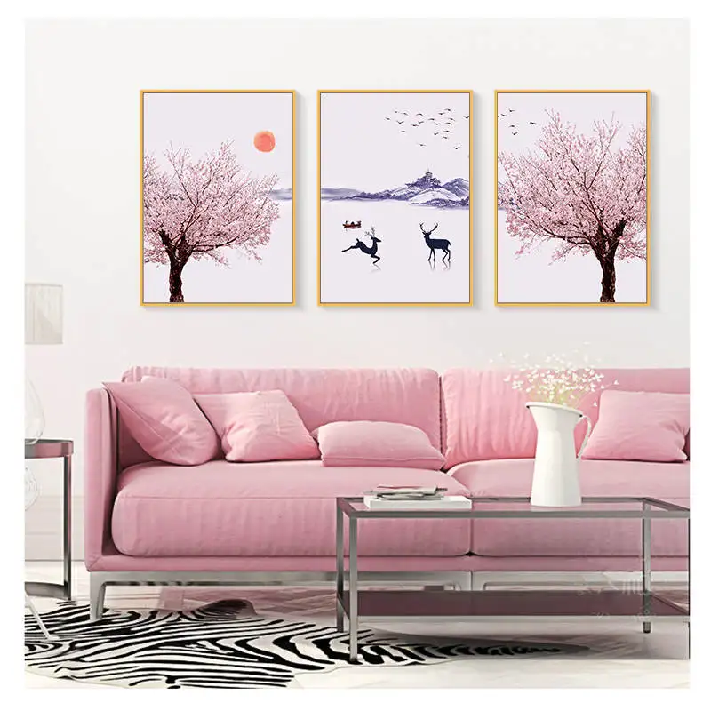Скандинавский стиль Олень розовое дерево и Плакат С восходом солнца жизнь Цитата