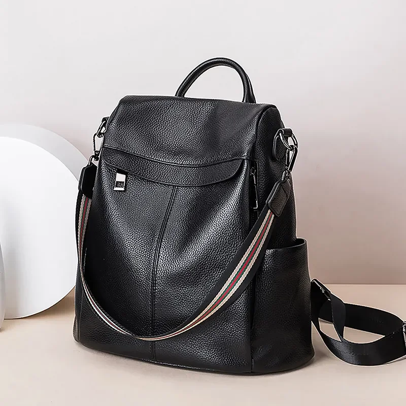 Campus style genuine leather bachelor Backpack