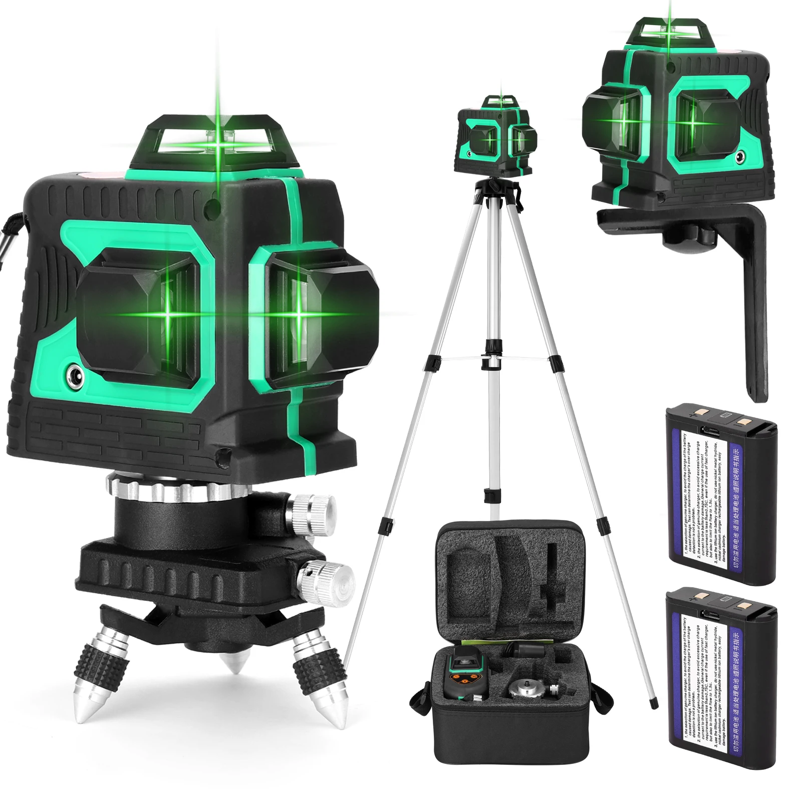 

Multifunctional 3D 12 Lines Laser Level Tool Vertical Horizontal Lines with 3° Self-leveling Function with Alloy Extension Bar
