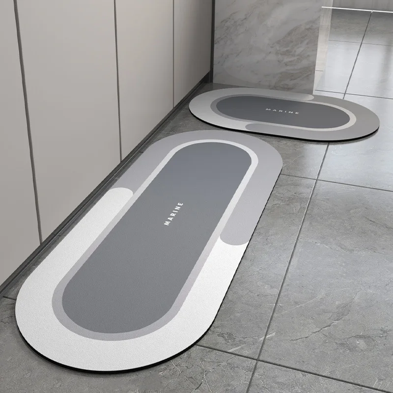 simple contrast color long floor carpet water absorbent anti skid kitchen diatom mud rug slow rebound foot mat oval rectangle free global shipping