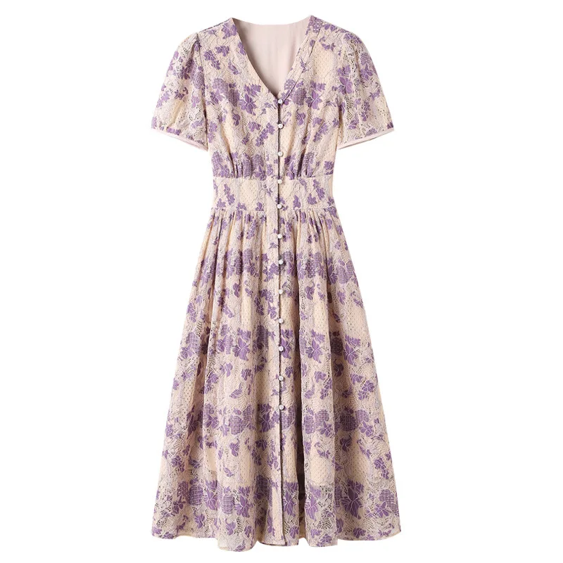 

Dress 2021 Summer New Fashion Women's Dress French Lady Sweet Age Reducing Lace Dress