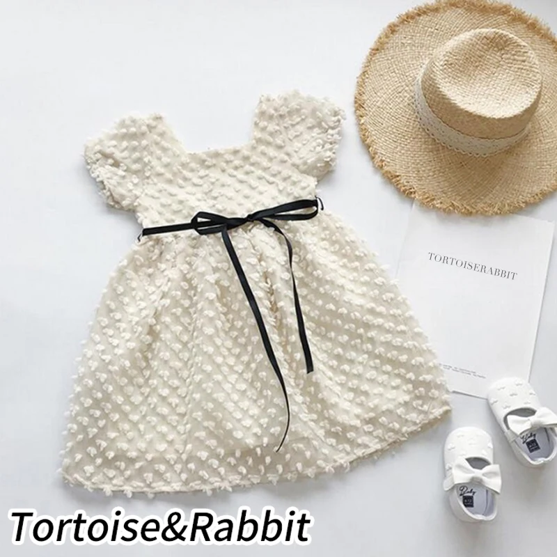 short sleeve Модное платье принцессы для девочек; однотонное летнее платье в горошек на бретельках; Vestidos ; детская одежда с короткими рукавами для дня рождения, свадьбы; вечерние платья - Цвет: short sleeve