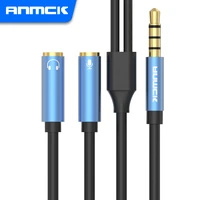 anmck 3 5mm jack audio cable male to 2 female aux cable stereo microphone headphones cable splitter for car laptops pc