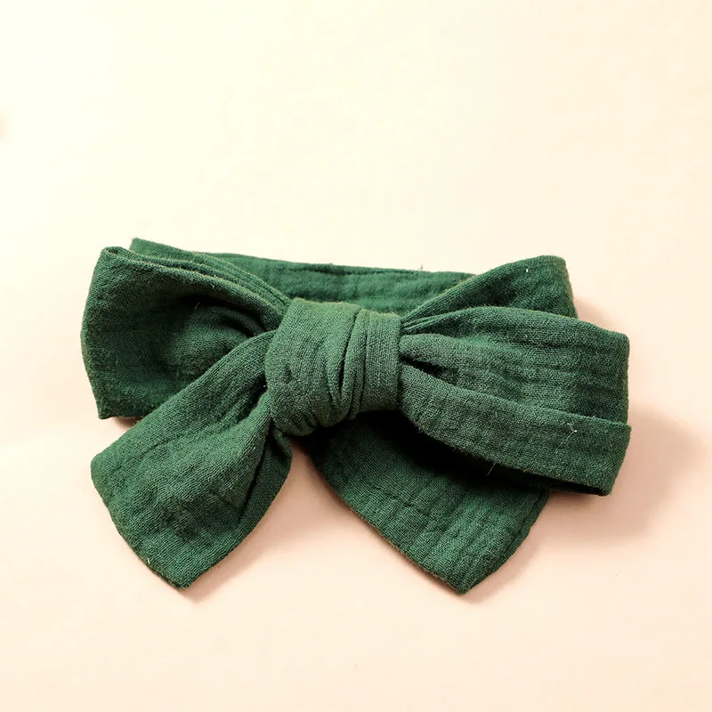 

Spring Or Summer Sweet And Lovely Toddler Baby Girl Cotton And Linen Solid Color Ruffled Long Sleeve Jumpsuit Bow Headband