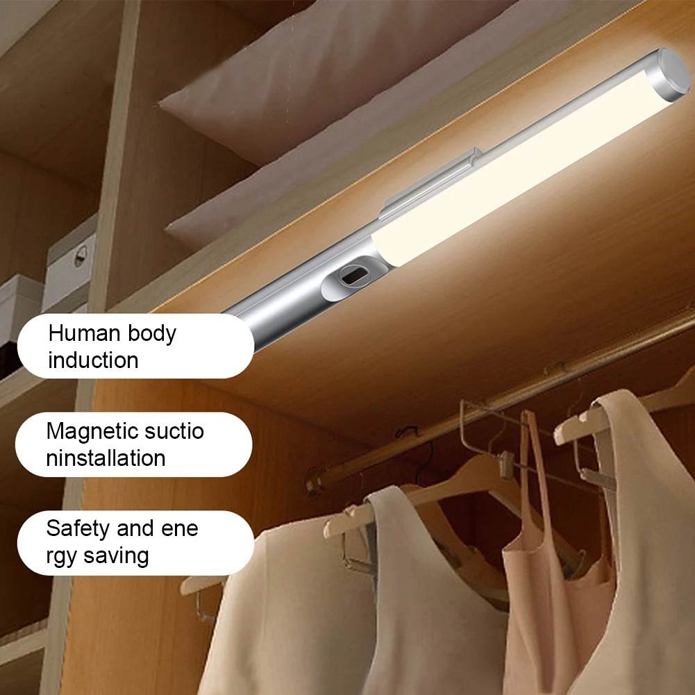 

Motion Home Kitchen For Cabinet No Drilling Wardrobe Aluminium Led USB Sensor Light Easy Install Accessories Bookshelf Bedside