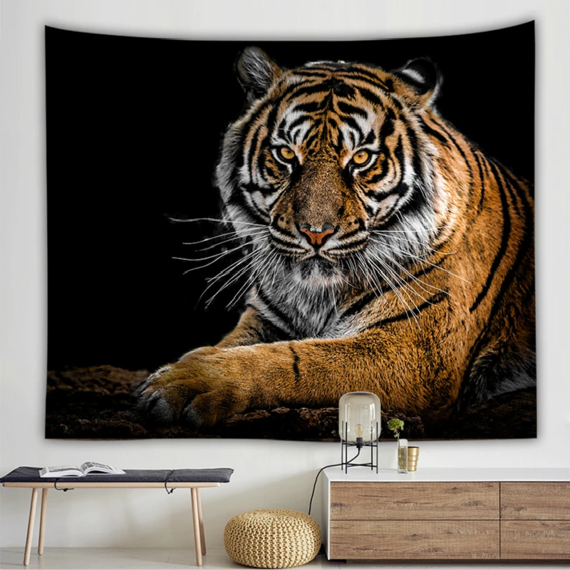Животные 3D напечатанные настенные Висячие индийские гобелены слон Волк тигр