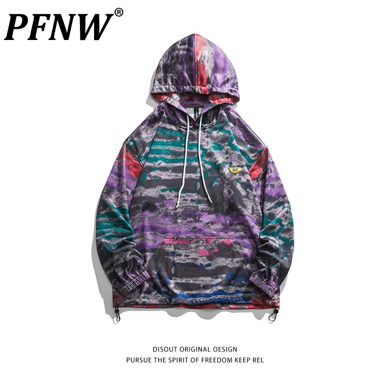 

PFNW 2021 New Tie Dyed Hoodies Couple Coats Japanese Style Men's Antumn High Street Sweater Fashion Teenager Tide Tops 12X0132
