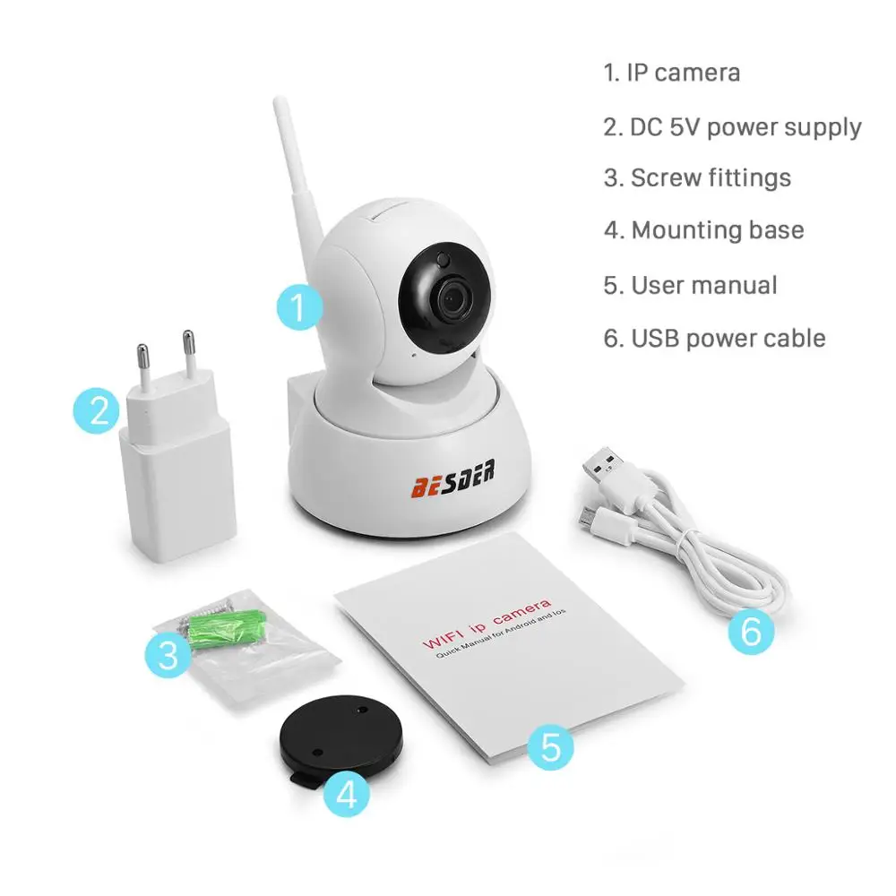 

BESDER 1080P Home Security IP Camera Two Way Audio Wireless Mini Camera Night Vision CCTV WiFi Camera Cloud Storage Baby Monitor