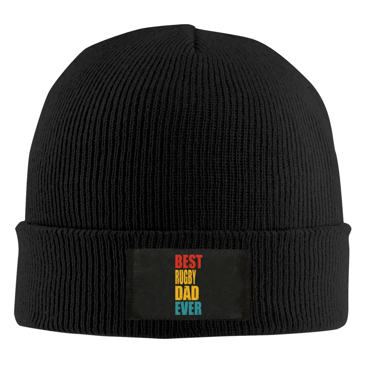 

Vintage Best Rugby Dad Ever Beanie Hats For Men Women With Designs Winter Slouchy Knit Skull Cap