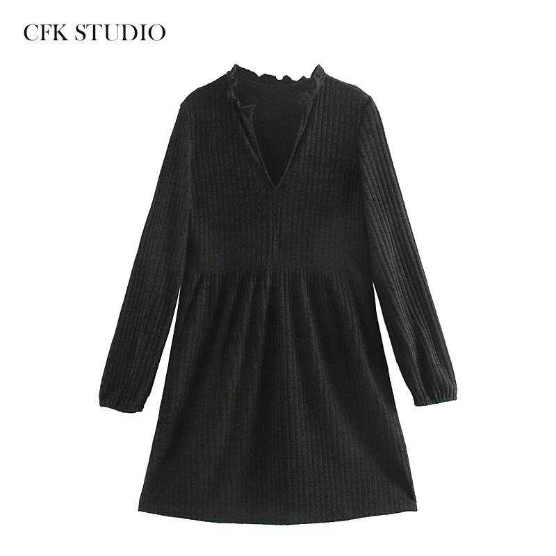 ZA женское мини платье 2019 Новая мода v-образный вырез с длинным рукавом цветочный