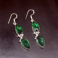 gemstonefactory big promotion unique 925 silver sparkle green topaz handmade women ladies gifts dangle drop earrings 20212083
