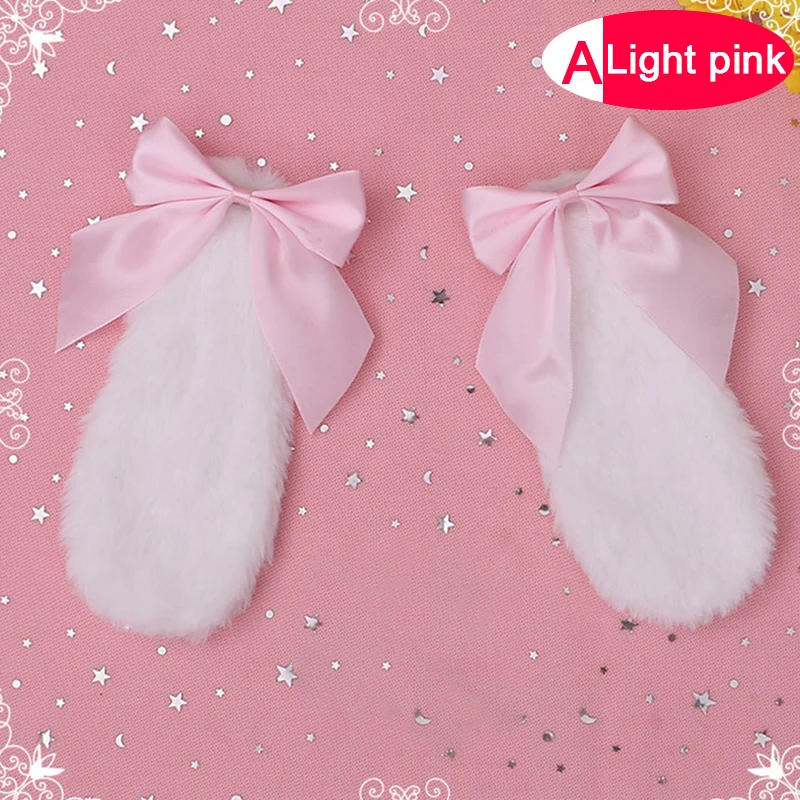 Cute Rabbit Bunny Plush Lop Ear Hairpin Clip Ribbon Bowknot Lolita Cosplay |