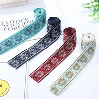 5yards 25mm snowfake embroidery jacquard ribbon for diy craft curtain home textile garment decorative trim accessories