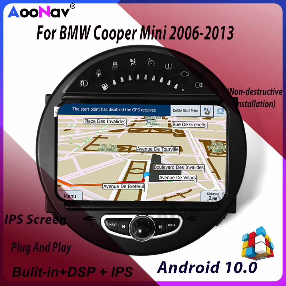 Автомагнитола 2 Din с сенсорным экраном и GPS навигацией для BMW Cooper Mini 2006 2013 Авторадио