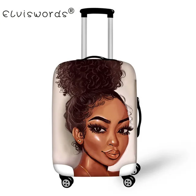 ELVISWORDS Black Girl Magic Afro Lady дорожный защитный чехол на чемодан для 18-30 дюймов аксессуары для путешествий Чехол - Цвет: YQ3731