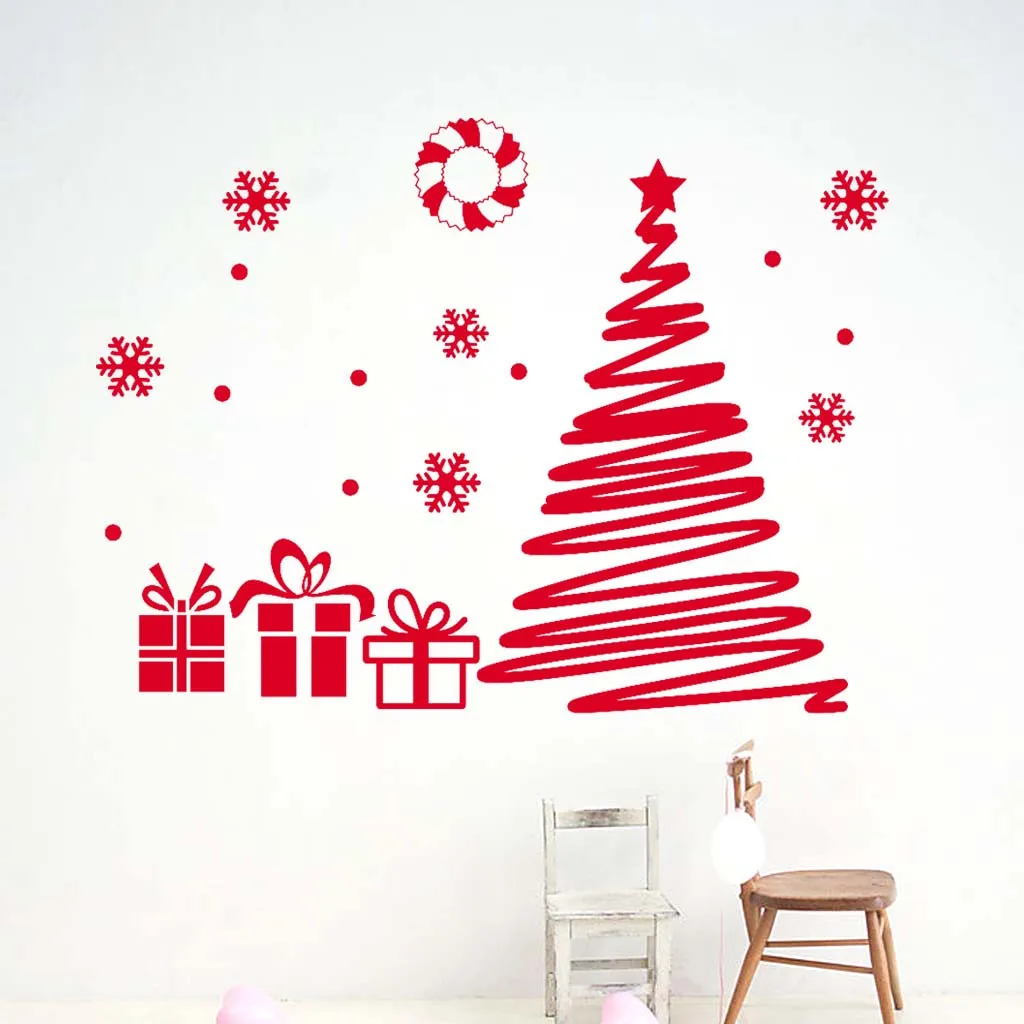 Абстрактная рождественская елка ПВХ наклейка на стену украшение для гостиной