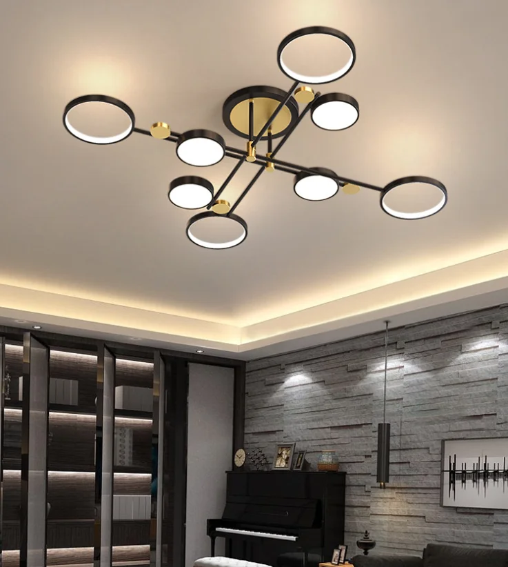 

Nordic Modern Pendant Lamp Led Ceiling Hanging Chandelier Black Gold Loft Living Dining Room Kitchen Indoor Lighting Fixture