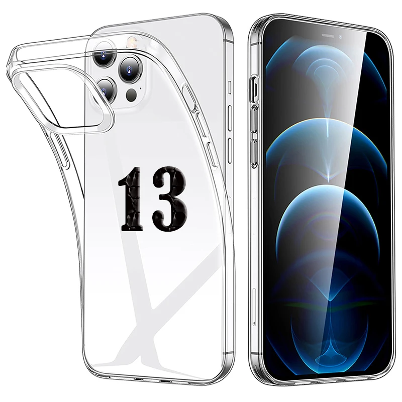 

2021 iP13 Silicon Clear Case For iPhone 13 Pro Max Transparent Ultra Thin Cover For iPhone 11 12 ProMax XR XS 8 7 6 Plus Case