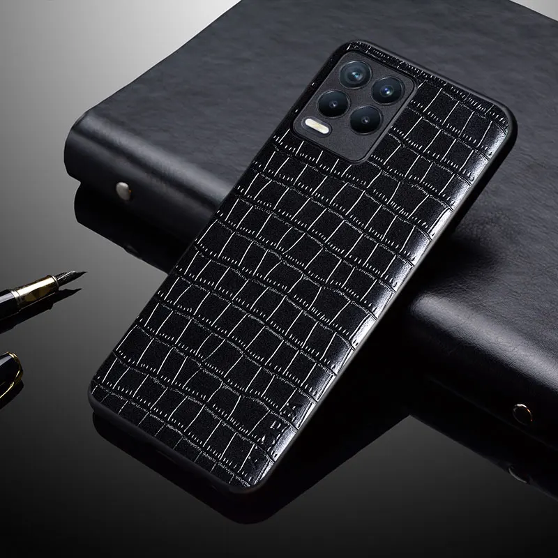 luxury crocodile leather case for realme 8 pro q3i narzo 50 premium slim fit design cover for oppo realme 8i 8s 5g 4g phone case free global shipping