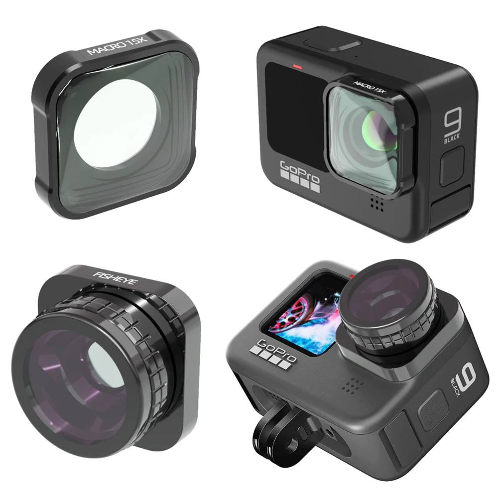

For GoPro Hero 9 10 Black Accessories Filter Fisheye Macro 15X Close-up Lens Protective Cover Protector for Go Pro HERO9